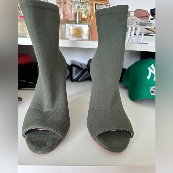 INC International Concepts Shoes - Olive green booties with peep toe